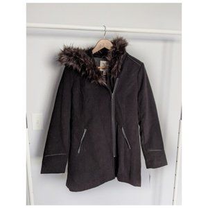 Maralyn & Me Black Faux Fur Hooded Jacket